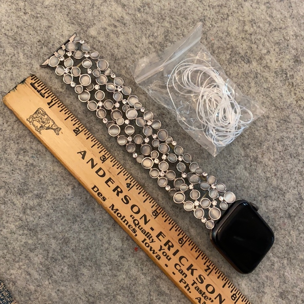 iWatch 42-44mm watch band Silver, White, Rhinestone elastic for Apple - Picture 4 of 8